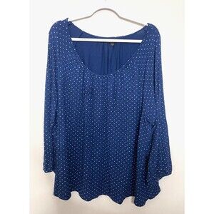 J.Jill Wearever Collection Top Womens Plus Size 3X Navy Blue Polka Dot Stretch